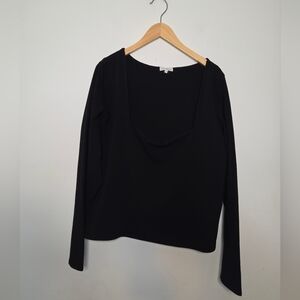 Good American Square Neck Black Long Sleeve Top Size 7